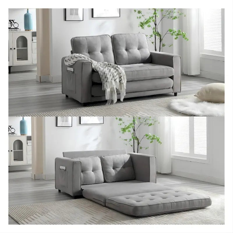 Canapé-lit convertible 3 plis en velours moelleux – 31,10 x 55,00 x 31,00