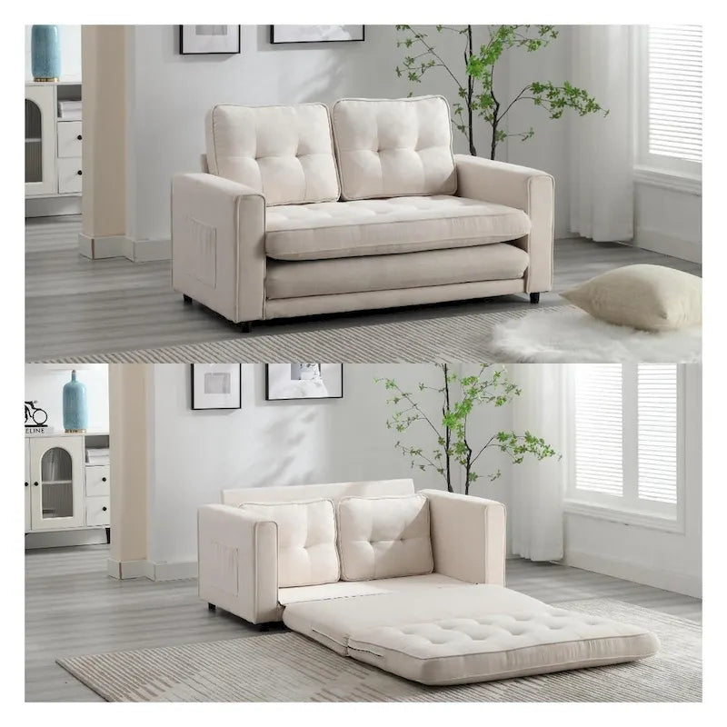 Canapé-lit convertible 3 plis en velours moelleux – 31,10 x 55,00 x 31,00