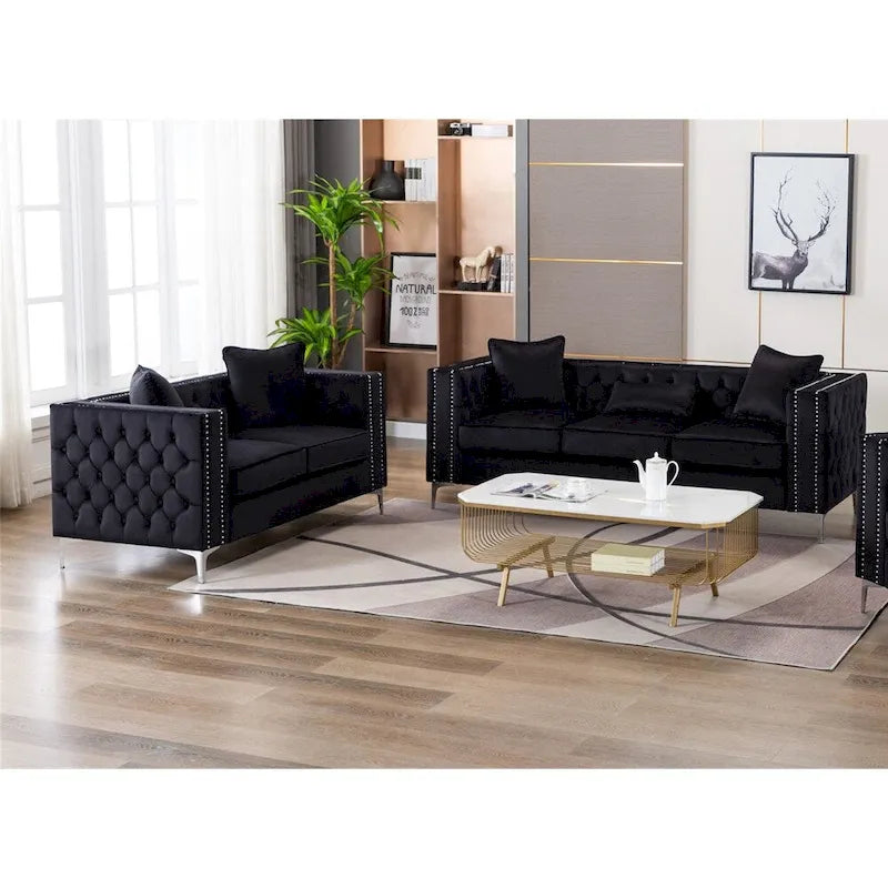 Ensemble de salon Causeuse et canapé en velours