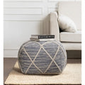 Jani Kirkwood Lake Pouf ottoman bleu 22 pouces - Repose-pieds fait main pour salon, chambre, chambre de bébé, chambre d'enfant