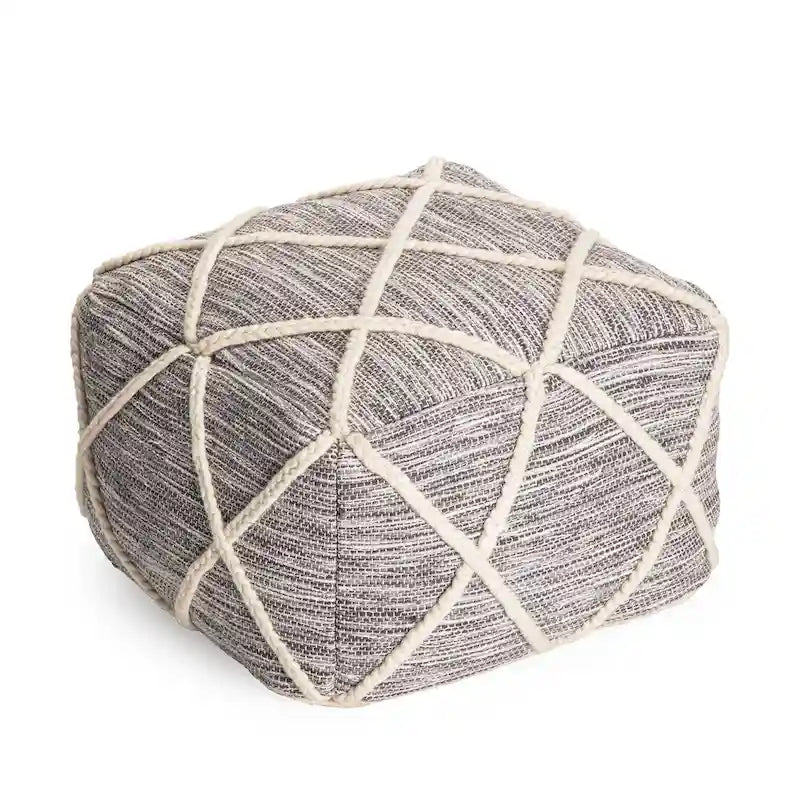 Jani Kirkwood Lake Pouf ottoman bleu 22 pouces - Repose-pieds fait main pour salon, chambre, chambre de bébé, chambre d'enfant