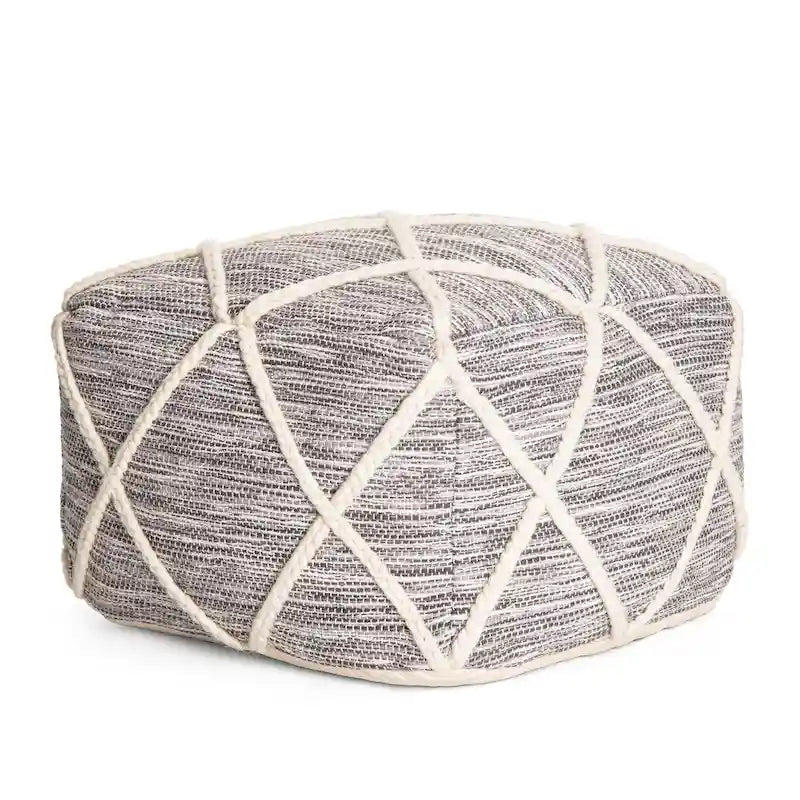 Jani Kirkwood Lake Pouf ottoman bleu 22 pouces - Repose-pieds fait main pour salon, chambre, chambre de bébé, chambre d'enfant