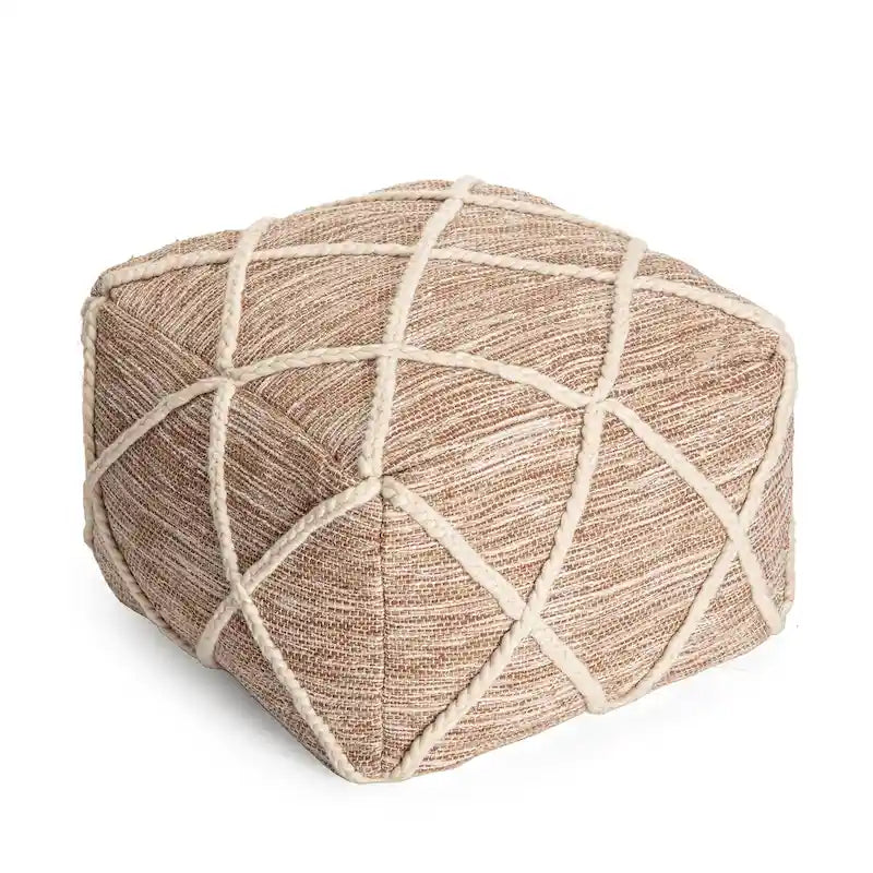 Jani Kirkwood Lake Pouf ottoman bleu 22 pouces - Repose-pieds fait main pour salon, chambre, chambre de bébé, chambre d'enfant