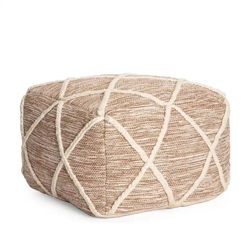 Jani Kirkwood Lake Pouf ottoman bleu 22 pouces - Repose-pieds fait main pour salon, chambre, chambre de bébé, chambre d'enfant