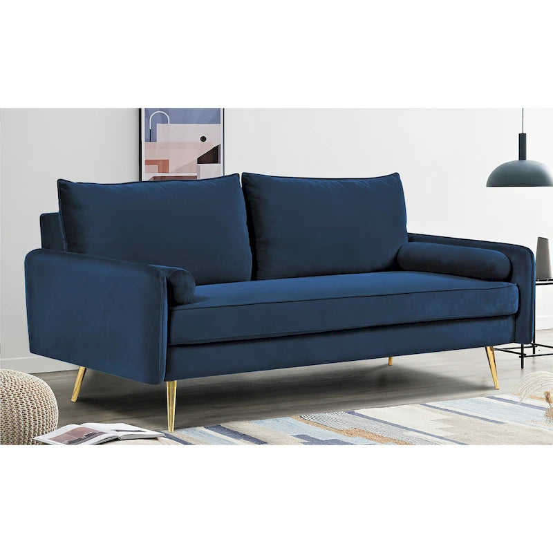 Canapé en polyester 70W Villeda avec accoudoirs carrés