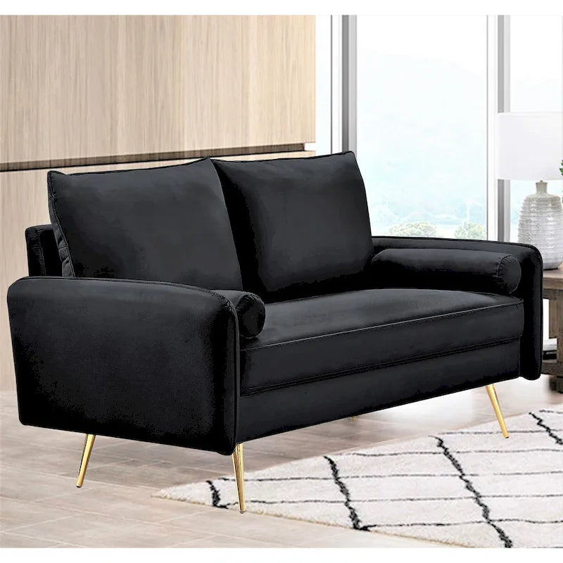 Canapé en polyester 70W Villeda avec accoudoirs carrés