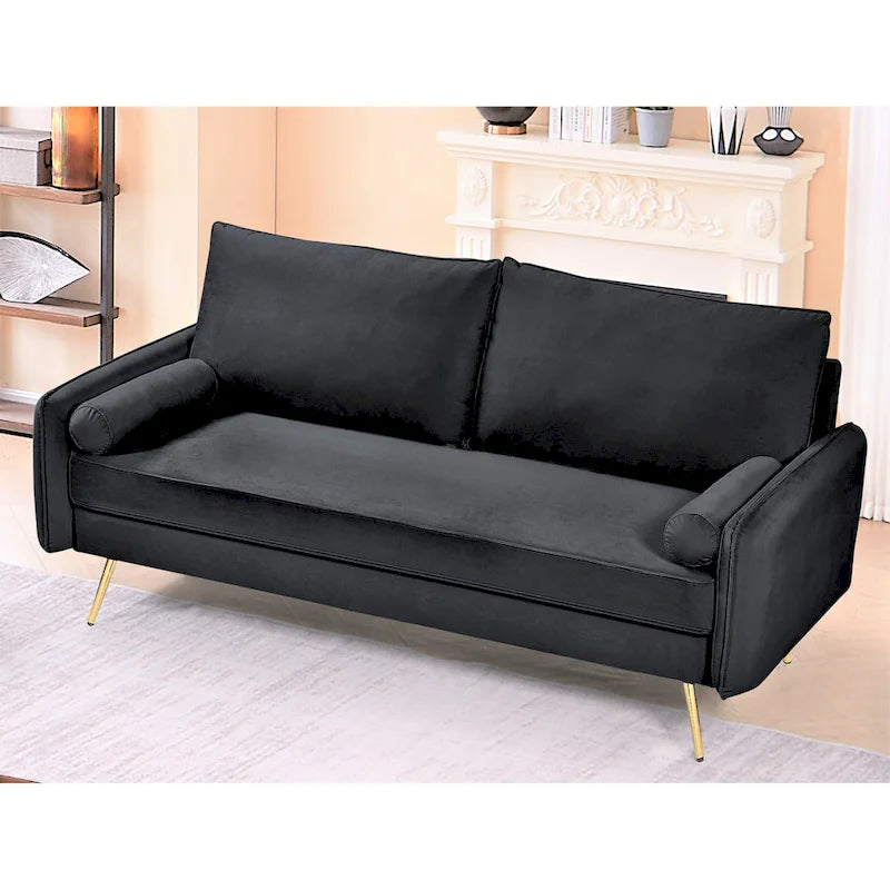 Canapé en polyester 70W Villeda avec accoudoirs carrés