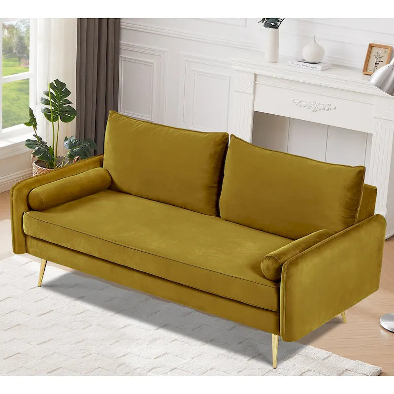 Canapé en polyester 70W Villeda avec accoudoirs carrés