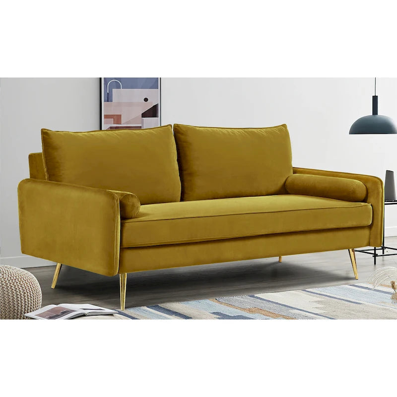 Canapé en polyester 70W Villeda avec accoudoirs carrés