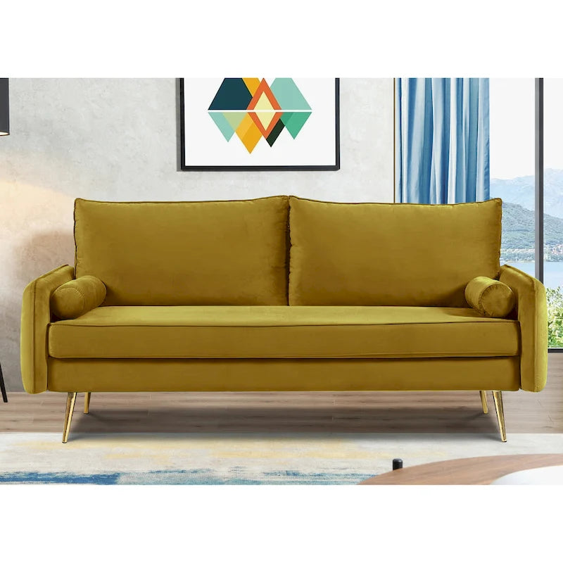 Canapé en polyester 70W Villeda avec accoudoirs carrés