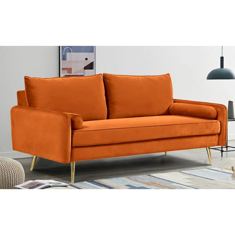 Canapé en polyester 70W Villeda avec accoudoirs carrés