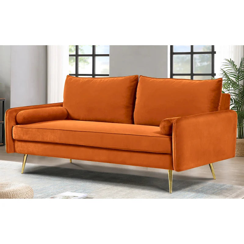Canapé en polyester 70W Villeda avec accoudoirs carrés
