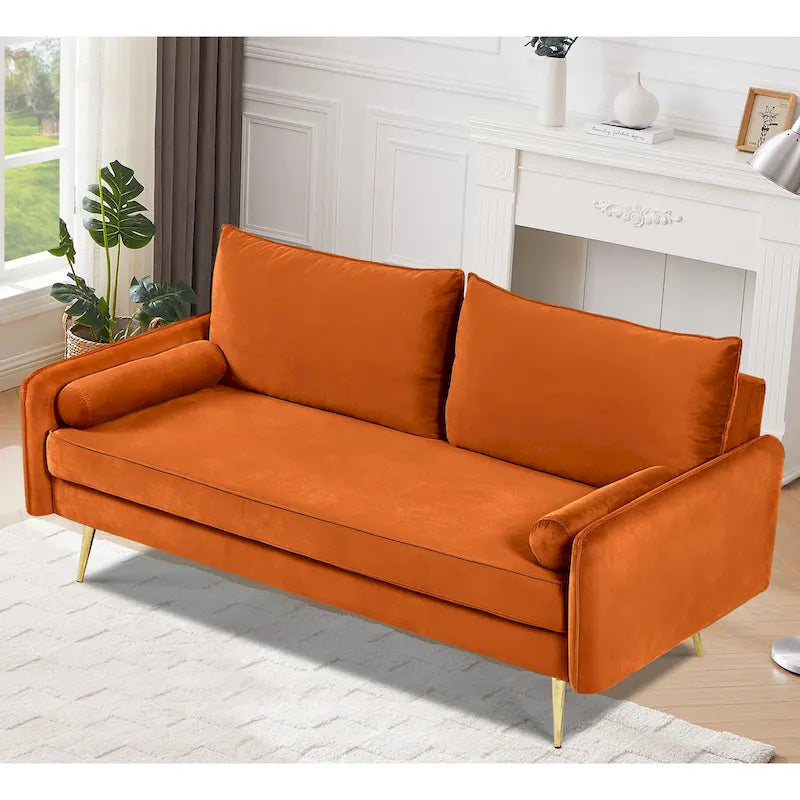 Canapé en polyester 70W Villeda avec accoudoirs carrés