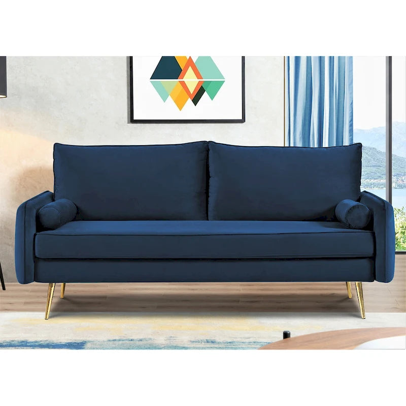 Canapé en polyester 70W Villeda avec accoudoirs carrés