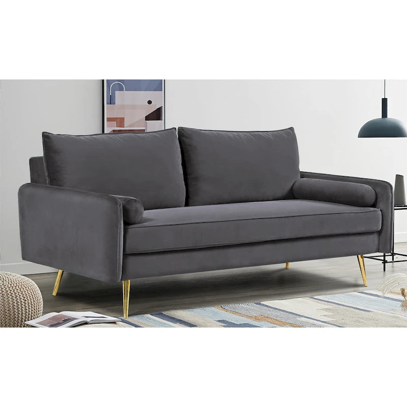 Canapé en polyester 70W Villeda avec accoudoirs carrés
