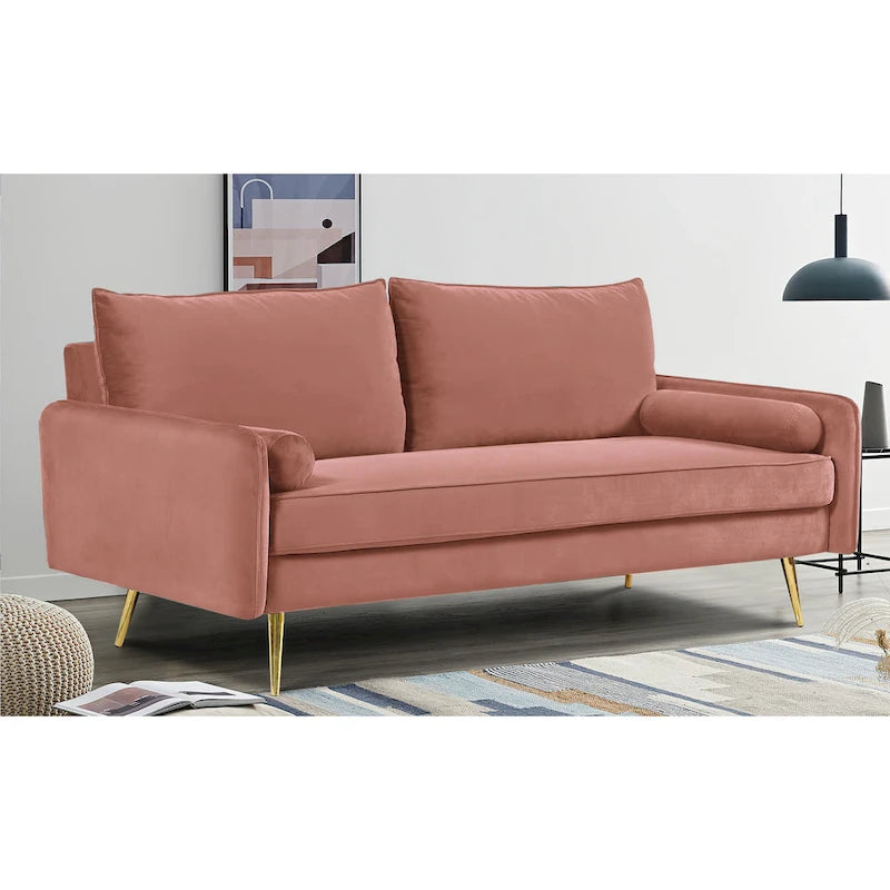 Canapé en polyester 70W Villeda avec accoudoirs carrés