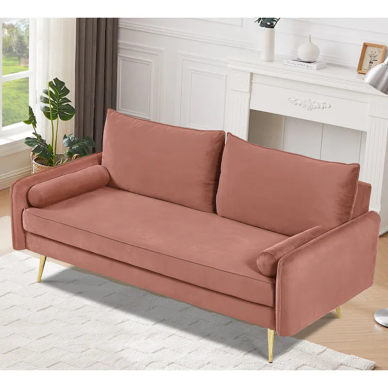 Canapé en polyester 70W Villeda avec accoudoirs carrés
