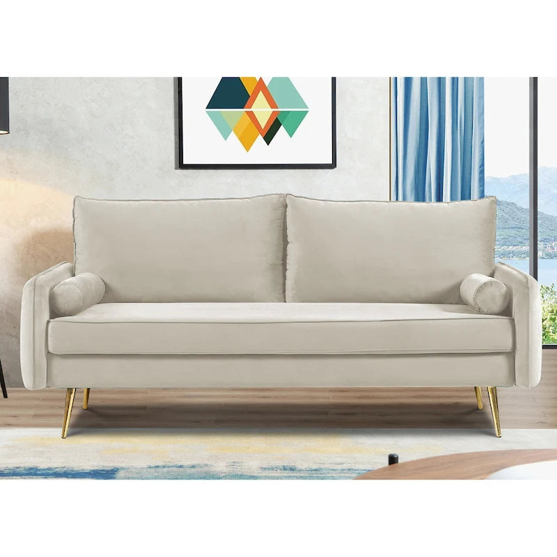 Canapé en polyester 70W Villeda avec accoudoirs carrés