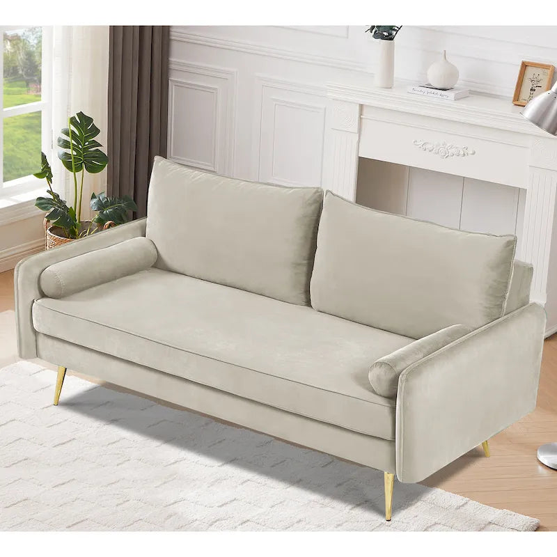 Canapé en polyester 70W Villeda avec accoudoirs carrés