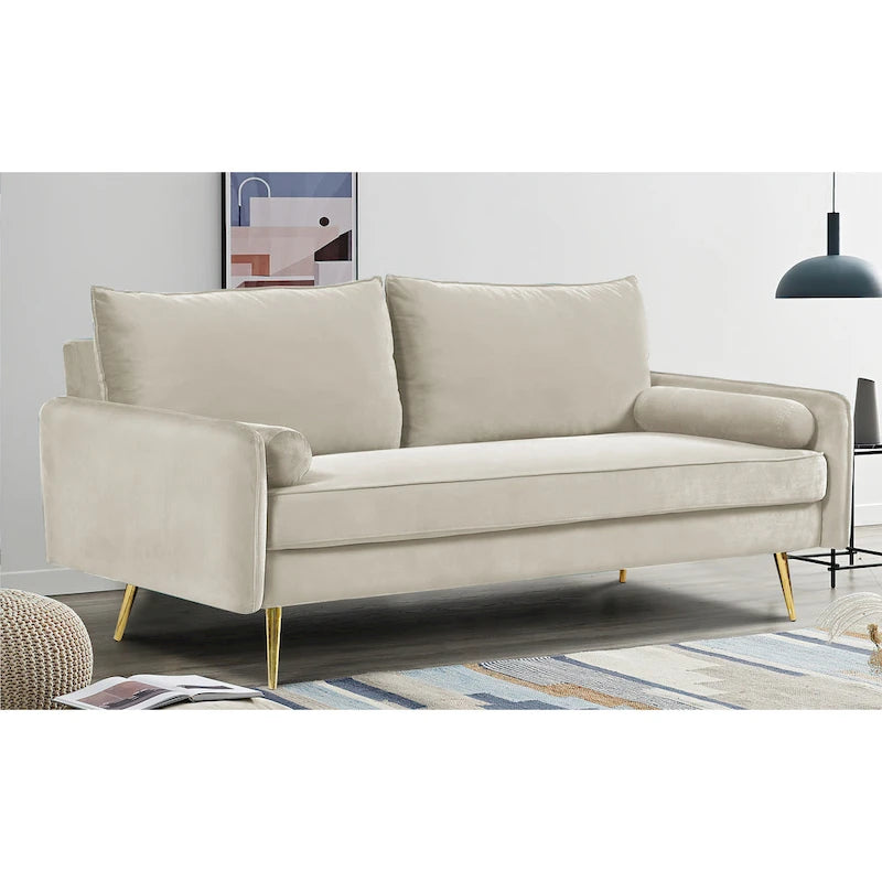 Canapé en polyester 70W Villeda avec accoudoirs carrés