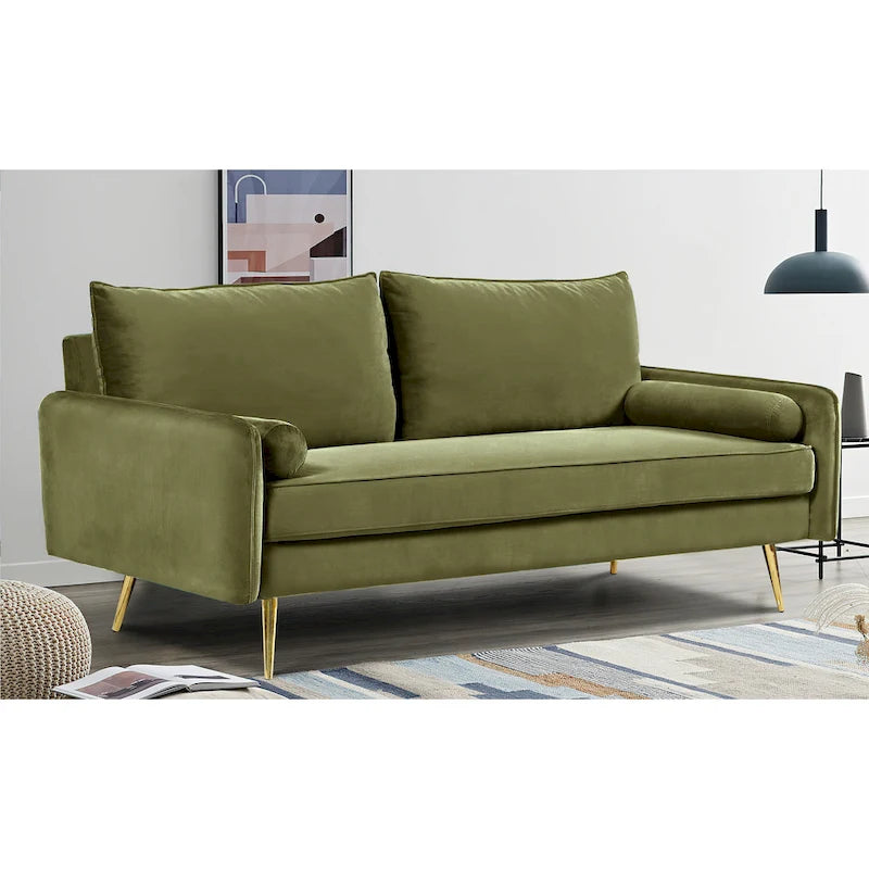 Canapé en polyester 70W Villeda avec accoudoirs carrés