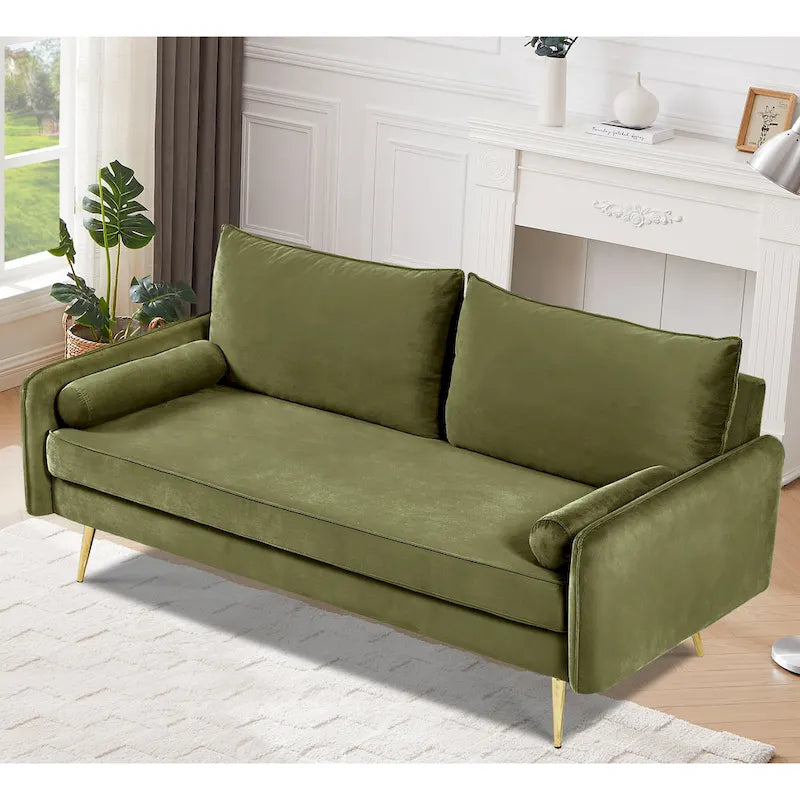 Canapé en polyester 70W Villeda avec accoudoirs carrés