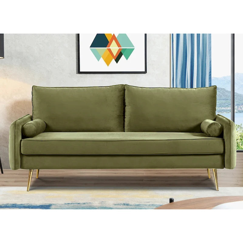 Canapé en polyester 70W Villeda avec accoudoirs carrés