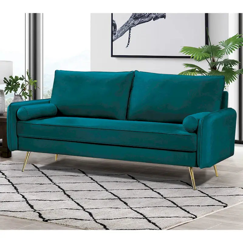 Canapé en polyester 70W Villeda avec accoudoirs carrés