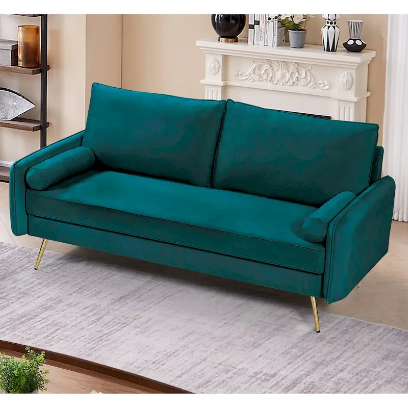 Canapé en polyester 70W Villeda avec accoudoirs carrés