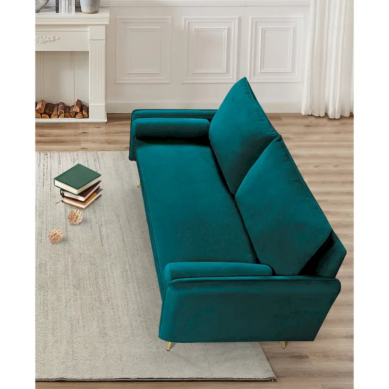 Canapé en polyester 70W Villeda avec accoudoirs carrés