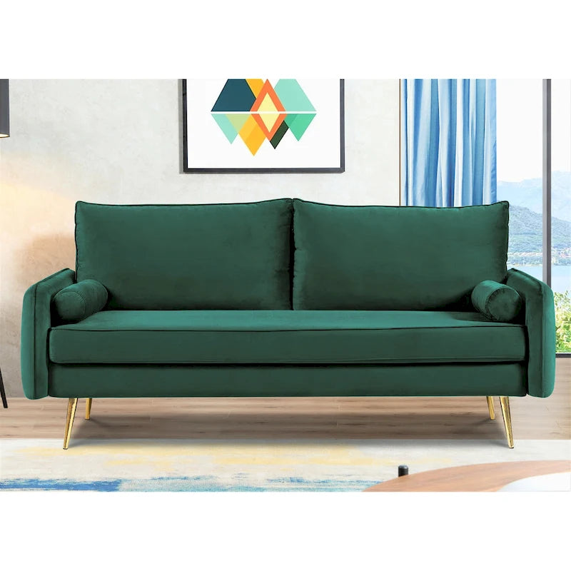 Canapé en polyester 70W Villeda avec accoudoirs carrés