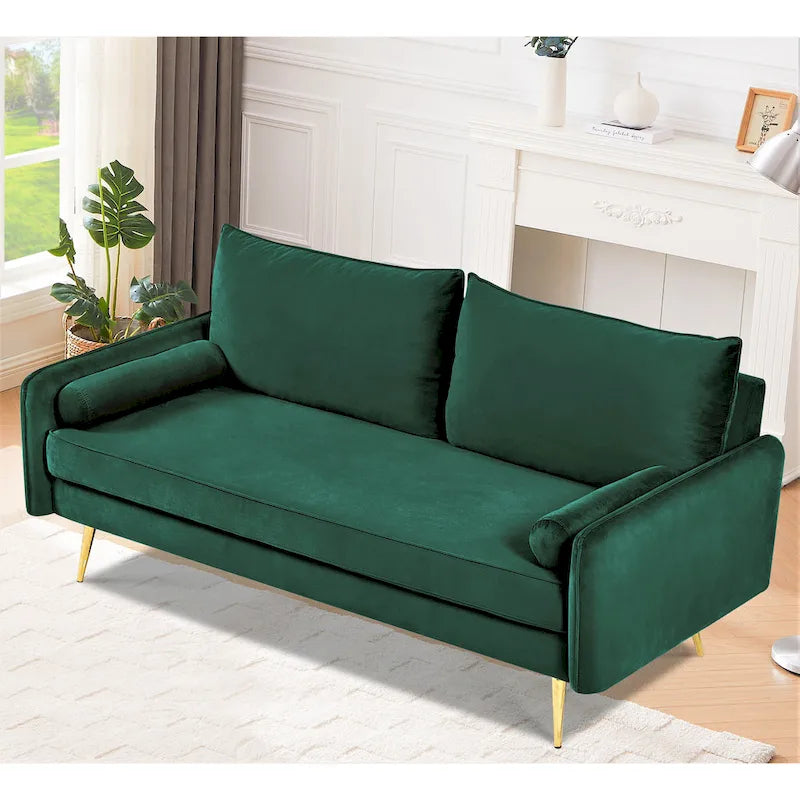 Canapé en polyester 70W Villeda avec accoudoirs carrés