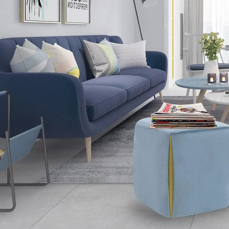 Adeco 14 Petit Repose-Pieds Tabouret Ottoman – Pouf de Siège en Velours