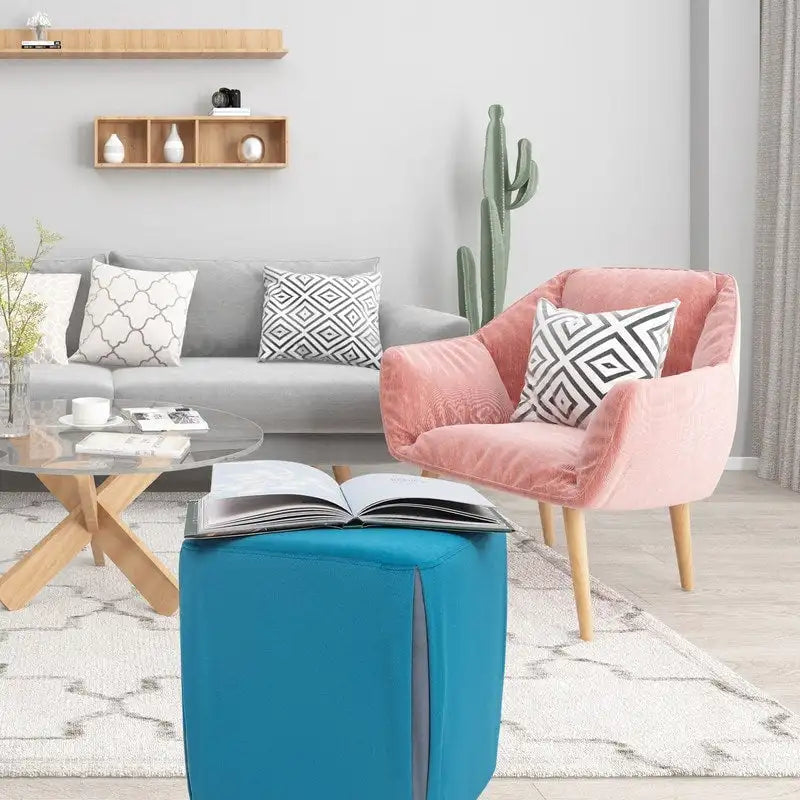 Adeco 14 Petit Repose-Pieds Tabouret Ottoman – Pouf de Siège en Velours