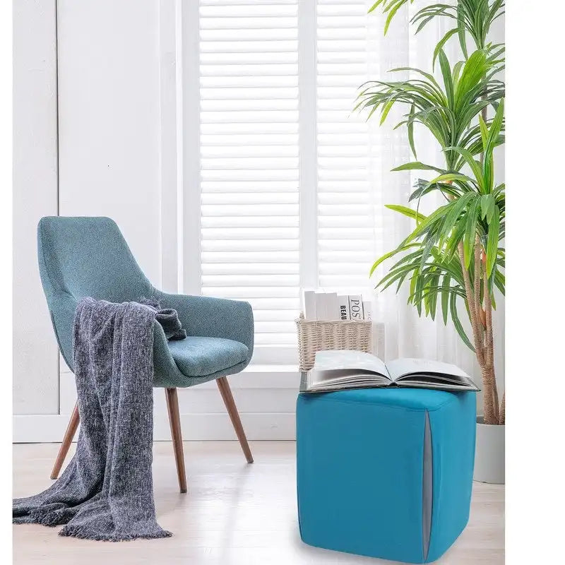 Adeco 14 Petit Repose-Pieds Tabouret Ottoman – Pouf de Siège en Velours