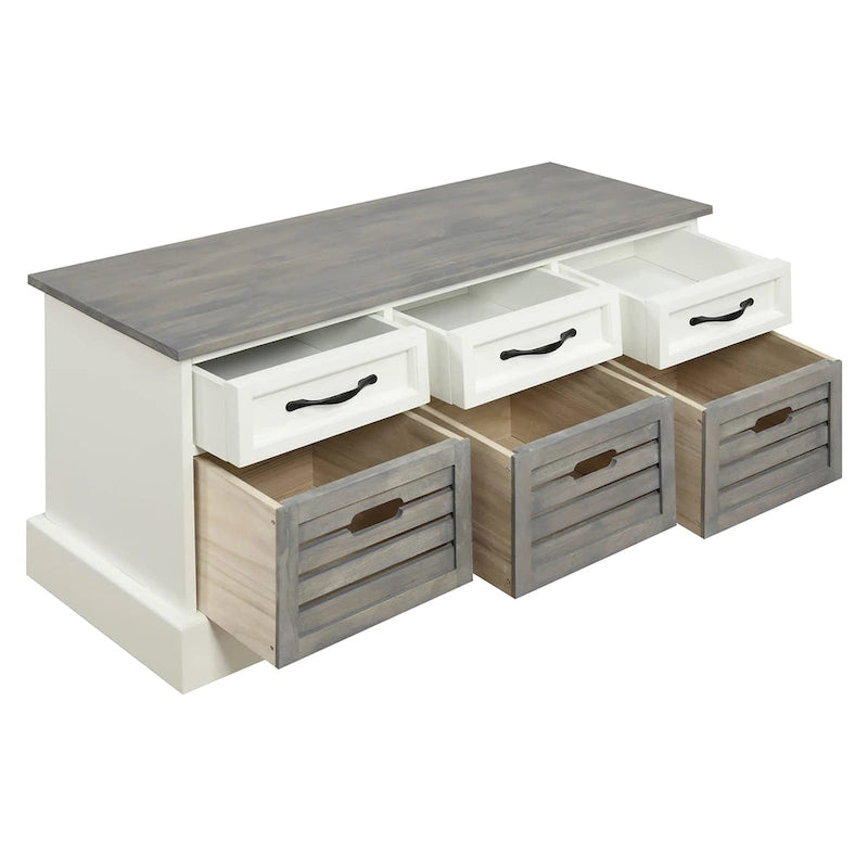 Meuble bas en bois traditionnel Paola avec paniers