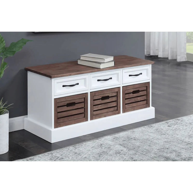 Meuble bas en bois traditionnel Paola avec paniers