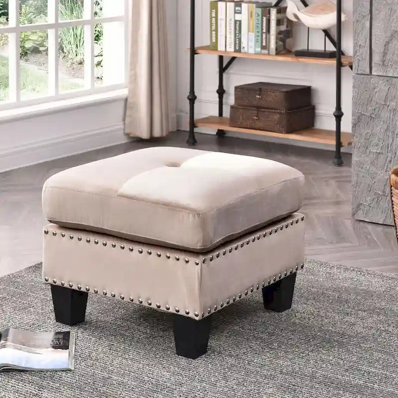 Poufs en velours touffeté Copper Grove Meharrize