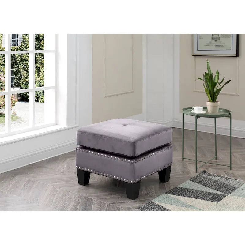 Poufs en velours touffeté Copper Grove Meharrize