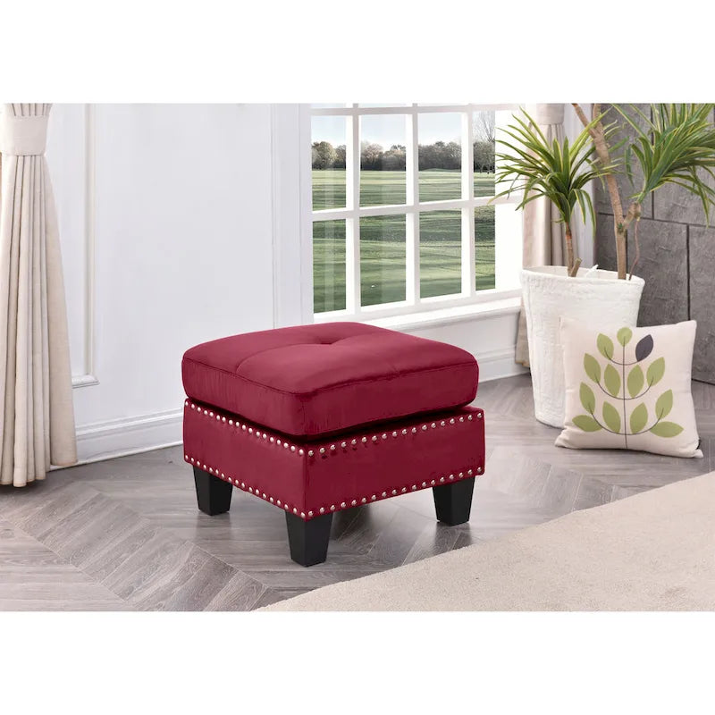Poufs en velours touffeté Copper Grove Meharrize
