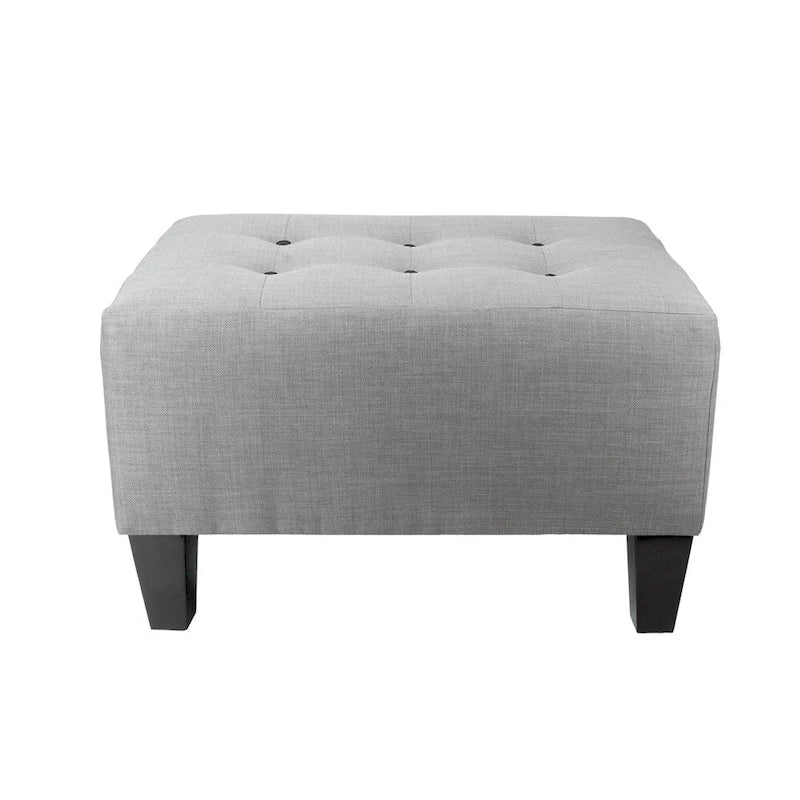 Ottoman ferme rembourré gris à boutons décoratifs capitonnés MAX Squared de MJL Furniture