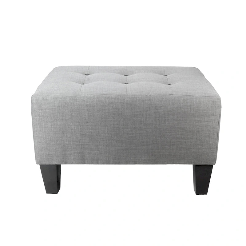 Ottoman ferme rembourré gris à boutons décoratifs capitonnés MAX Squared de MJL Furniture