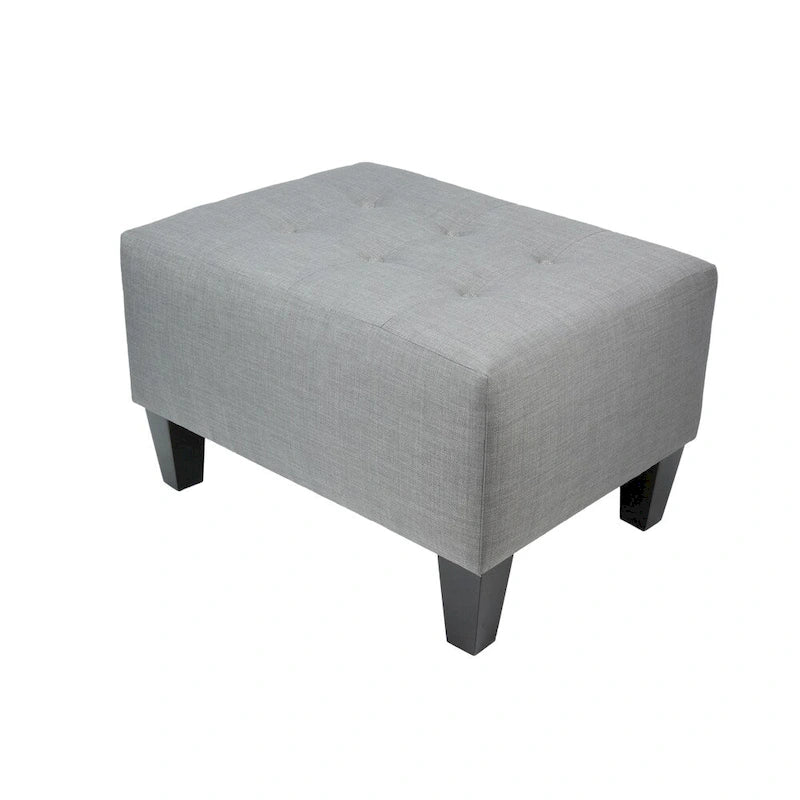 Ottoman ferme rembourré gris à boutons décoratifs capitonnés MAX Squared de MJL Furniture