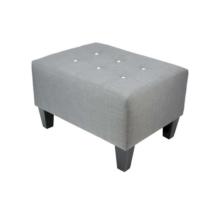 Ottoman ferme rembourré gris à boutons décoratifs capitonnés MAX Squared de MJL Furniture