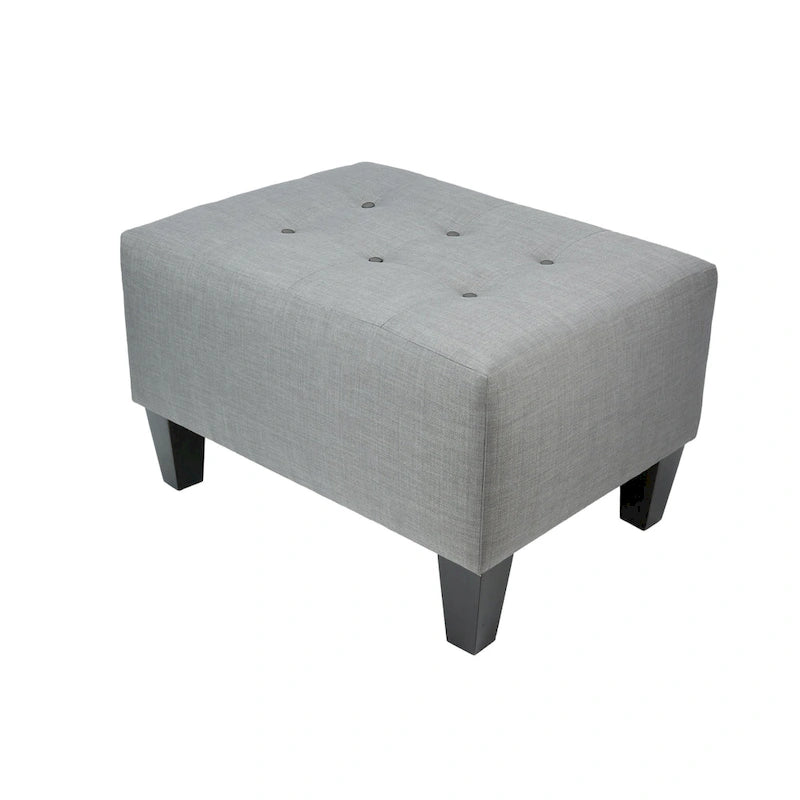 Ottoman ferme rembourré gris à boutons décoratifs capitonnés MAX Squared de MJL Furniture
