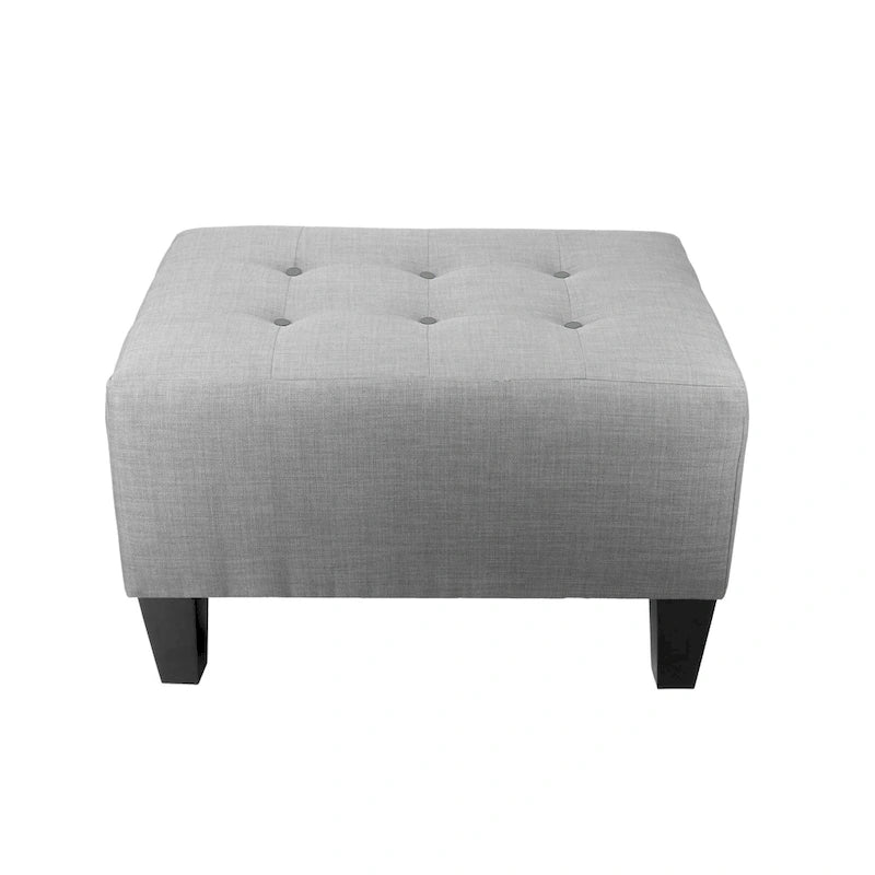 Ottoman ferme rembourré gris à boutons décoratifs capitonnés MAX Squared de MJL Furniture