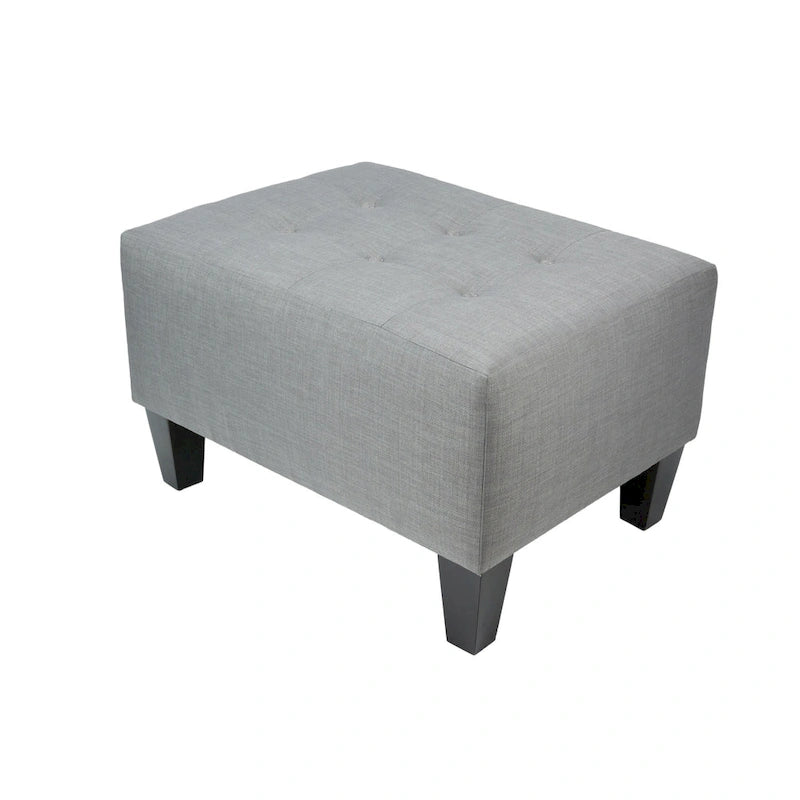 Ottoman ferme rembourré gris à boutons décoratifs capitonnés MAX Squared de MJL Furniture