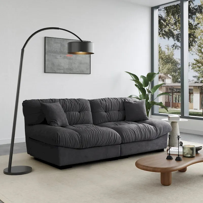 89 Canapé d'angle moderne avec accoudoirs en velours pour salon