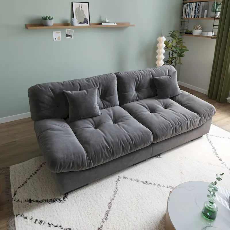 89 Canapé d'angle moderne avec accoudoirs en velours pour salon