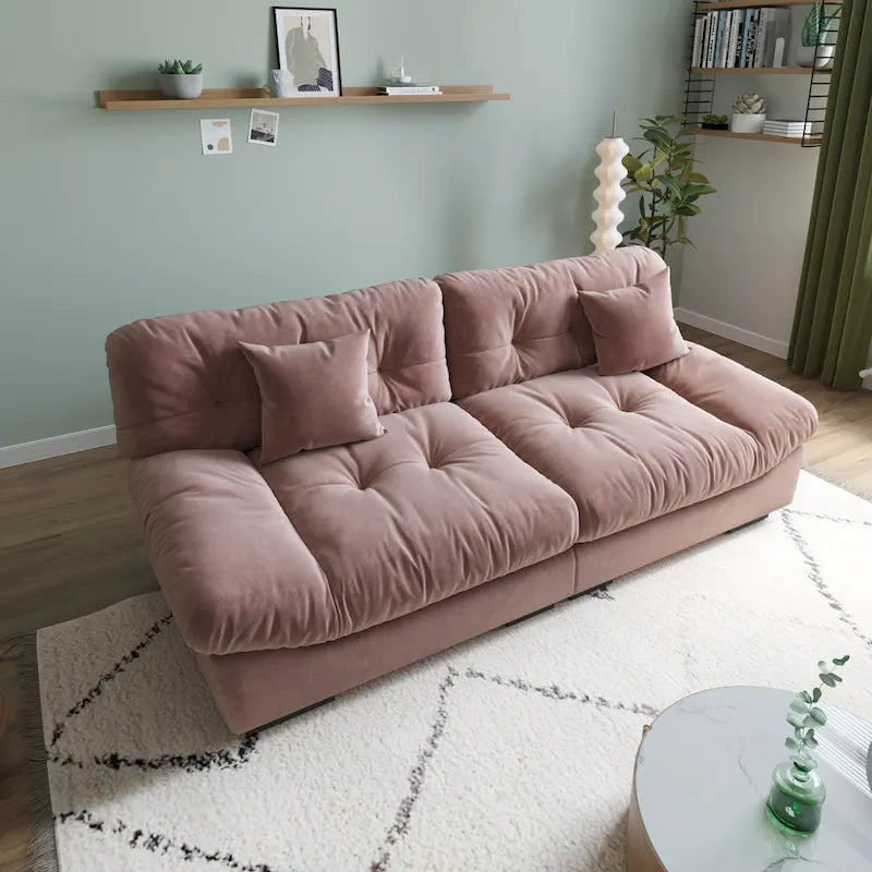 89 Canapé d'angle moderne avec accoudoirs en velours pour salon
